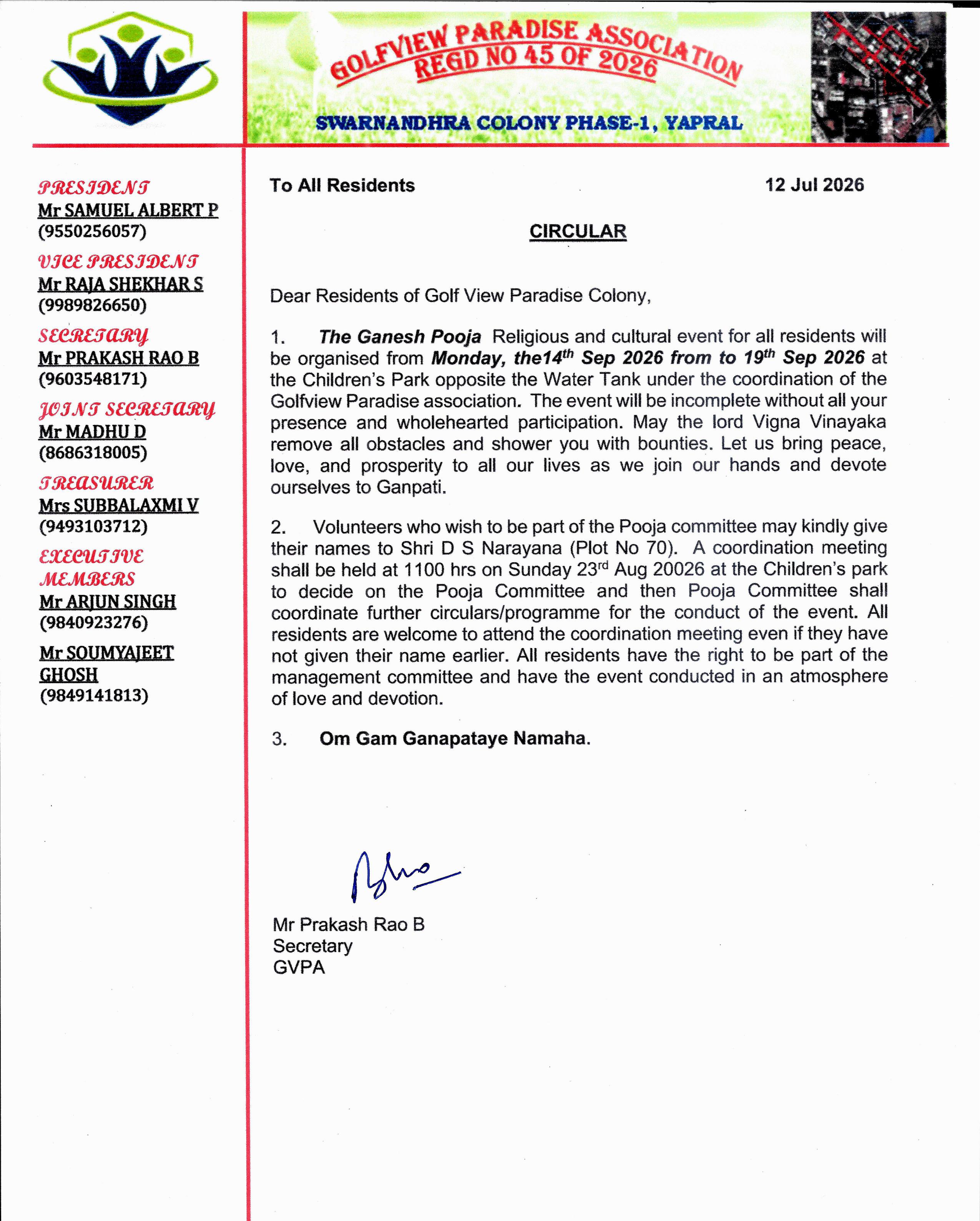 Ganesh Pooja Circular